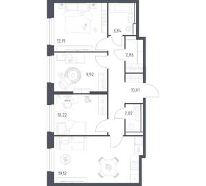 3-к квартира, вторичка, 70м2, 19/24 этаж