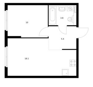1-к квартира, вторичка, 37м2, 6/9 этаж