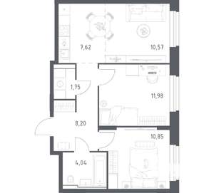 2-к квартира, вторичка, 55м2, 23/24 этаж