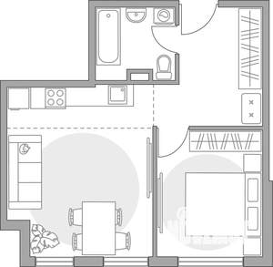 2-к квартира, строящийся дом, 40м2, 1/6 этаж