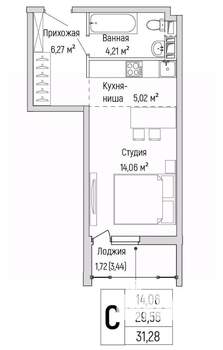 Студия квартира, вторичка, 31м2, 3/9 этаж