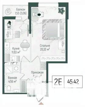 1-к квартира, вторичка, 47м2, 8/10 этаж