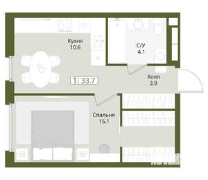 1-к квартира, вторичка, 34м2, 3/8 этаж