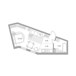 Студия квартира, вторичка, 32м2, 1/6 этаж