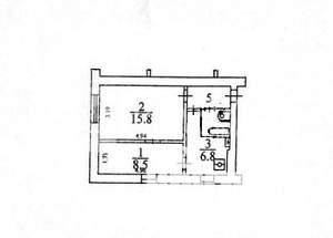 2-к квартира, вторичка, 36м2, 2/2 этаж