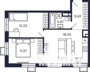 2-к квартира, вторичка, 52м2, 18/28 этаж