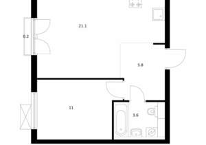 1-к квартира, вторичка, 42м2, 1/9 этаж
