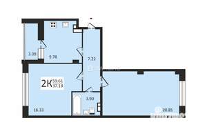 2-к квартира, вторичка, 60м2, 4/8 этаж