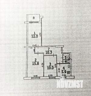 3-к квартира, вторичка, 58м2, 9/9 этаж