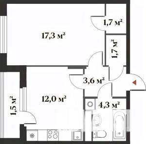1-к квартира, вторичка, 42м2, 6/6 этаж