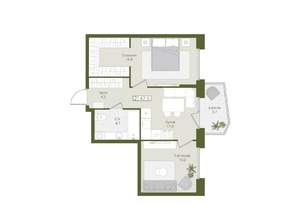 2-к квартира, вторичка, 48м2, 2/8 этаж