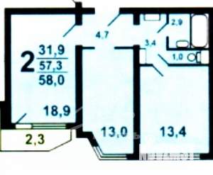 2-к квартира, вторичка, 56м2, 2/24 этаж