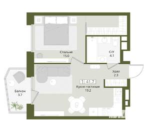 1-к квартира, вторичка, 42м2, 5/8 этаж
