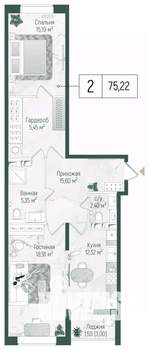 2-к квартира, вторичка, 77м2, 9/10 этаж