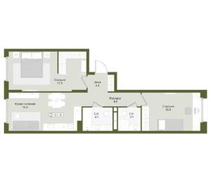 2-к квартира, вторичка, 62м2, 4/8 этаж