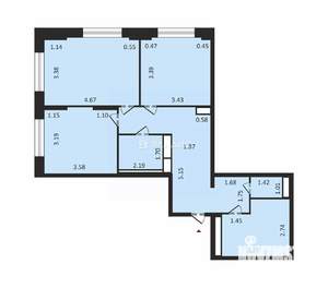 2-к квартира, вторичка, 68м2, 1/9 этаж