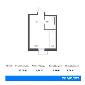 Студия квартира, вторичка, 26м2, 15/24 этаж