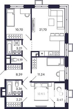 3-к квартира, вторичка, 76м2, 26/28 этаж