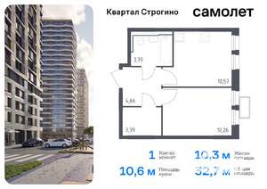 1-к квартира, вторичка, 33м2, 20/24 этаж