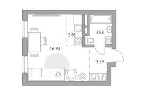 Студия квартира, строящийся дом, 27м2, 5/14 этаж