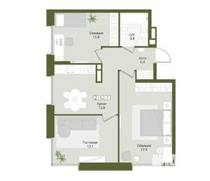 3-к квартира, вторичка, 63м2, 5/8 этаж