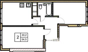 2-к квартира, вторичка, 55м2, 5/5 этаж