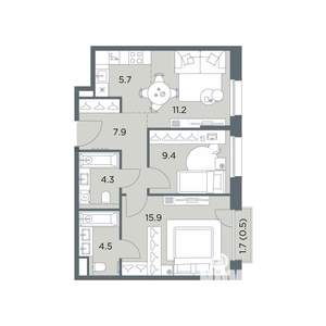 3-к квартира, вторичка, 59м2, 5/6 этаж