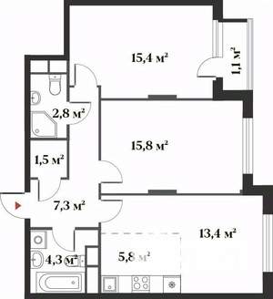 3-к квартира, вторичка, 69м2, 2/6 этаж