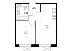 1-к квартира, вторичка, 36м2, 1/9 этаж