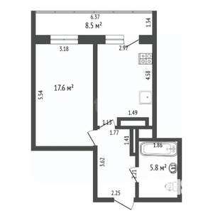 1-к квартира, вторичка, 48м2, 22/24 этаж
