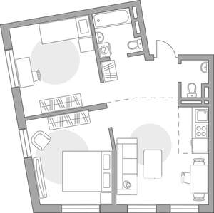 3-к квартира, строящийся дом, 59м2, 3/6 этаж