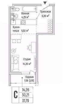 Студия квартира, вторичка, 32м2, 9/9 этаж