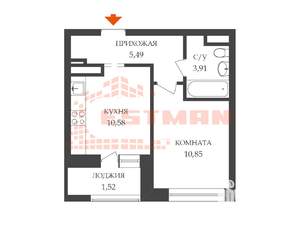 1-к квартира, строящийся дом, 32м2, 9/15 этаж