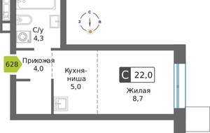 Студия квартира, вторичка, 22м2, 20/32 этаж