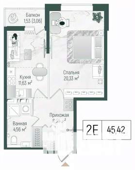 1-к квартира, вторичка, 47м2, 5/10 этаж