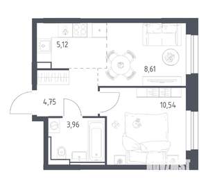 1-к квартира, вторичка, 33м2, 13/24 этаж