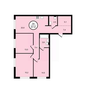 3-к квартира, вторичка, 88м2, 2/9 этаж