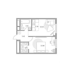 2-к квартира, вторичка, 35м2, 7/14 этаж
