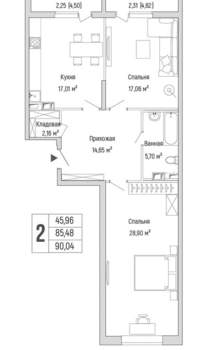 2-к квартира, вторичка, 90м2, 3/9 этаж