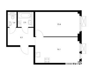 1-к квартира, вторичка, 42м2, 4/9 этаж