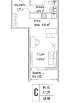 Студия квартира, вторичка, 32м2, 4/9 этаж