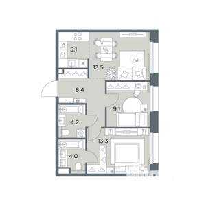 3-к квартира, вторичка, 58м2, 5/6 этаж