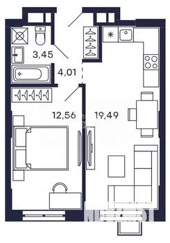 1-к квартира, вторичка, 38м2, 3/28 этаж