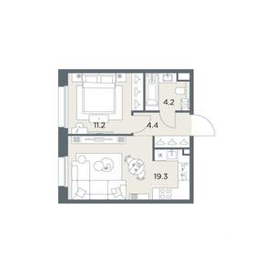 1-к квартира, вторичка, 39м2, 5/6 этаж