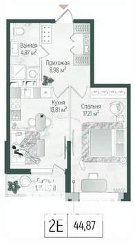 1-к квартира, вторичка, 47м2, 4/10 этаж