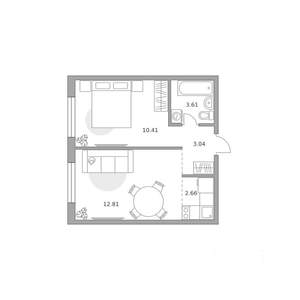 2-к квартира, вторичка, 33м2, 10/14 этаж