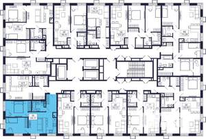 2-к квартира, строящийся дом, 52м2, 25/28 этаж