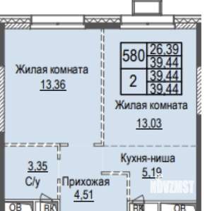 2-к квартира, вторичка, 39м2, 8/24 этаж