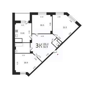 3-к квартира, вторичка, 106м2, 5/24 этаж