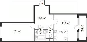 2-к квартира, вторичка, 55м2, 4/6 этаж
